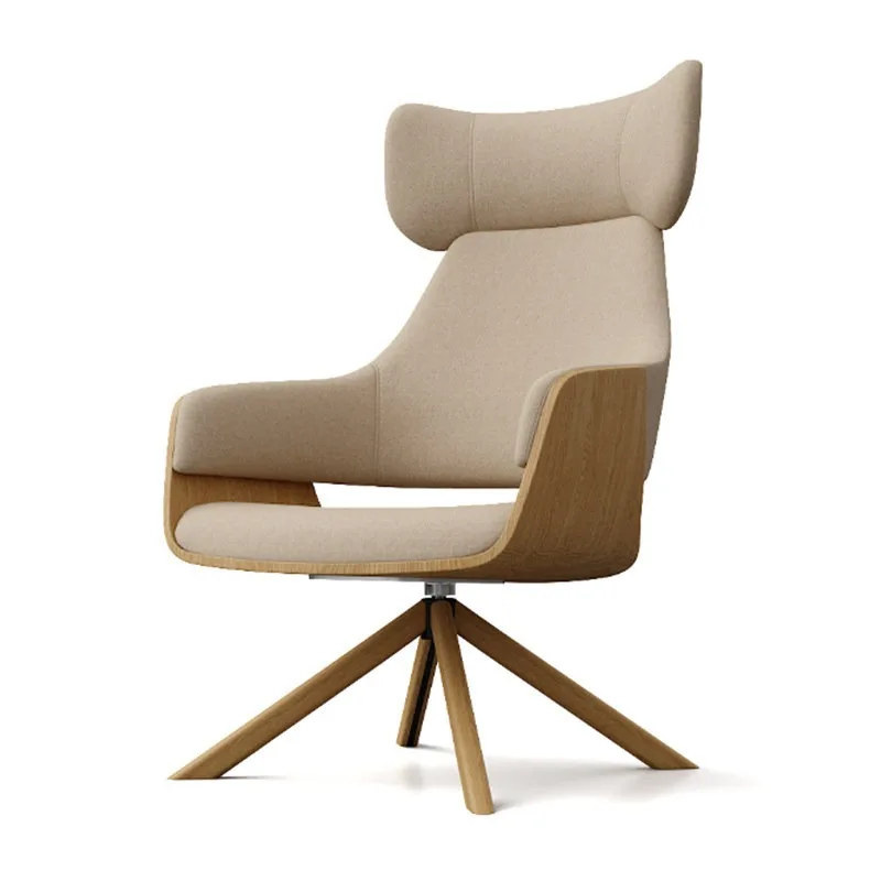 Single sofa, modern light luxury business reception and negotiation, simple and creative high-back solid wood leisure