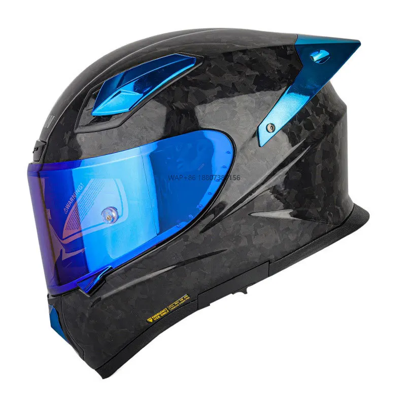 

Carbon Fiber Motorcycle Helmets Quick Release Double Visor Newest Model Large Spoiler Dual Lens Full Face Helmet DOT