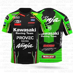 Camiseta de motocicleta Kawasaki Racing para homens e mulheres, impressa em 3D, respirável, casual, corrida, entusiastas do verão, ZX-10RR modelo, novo, 2024