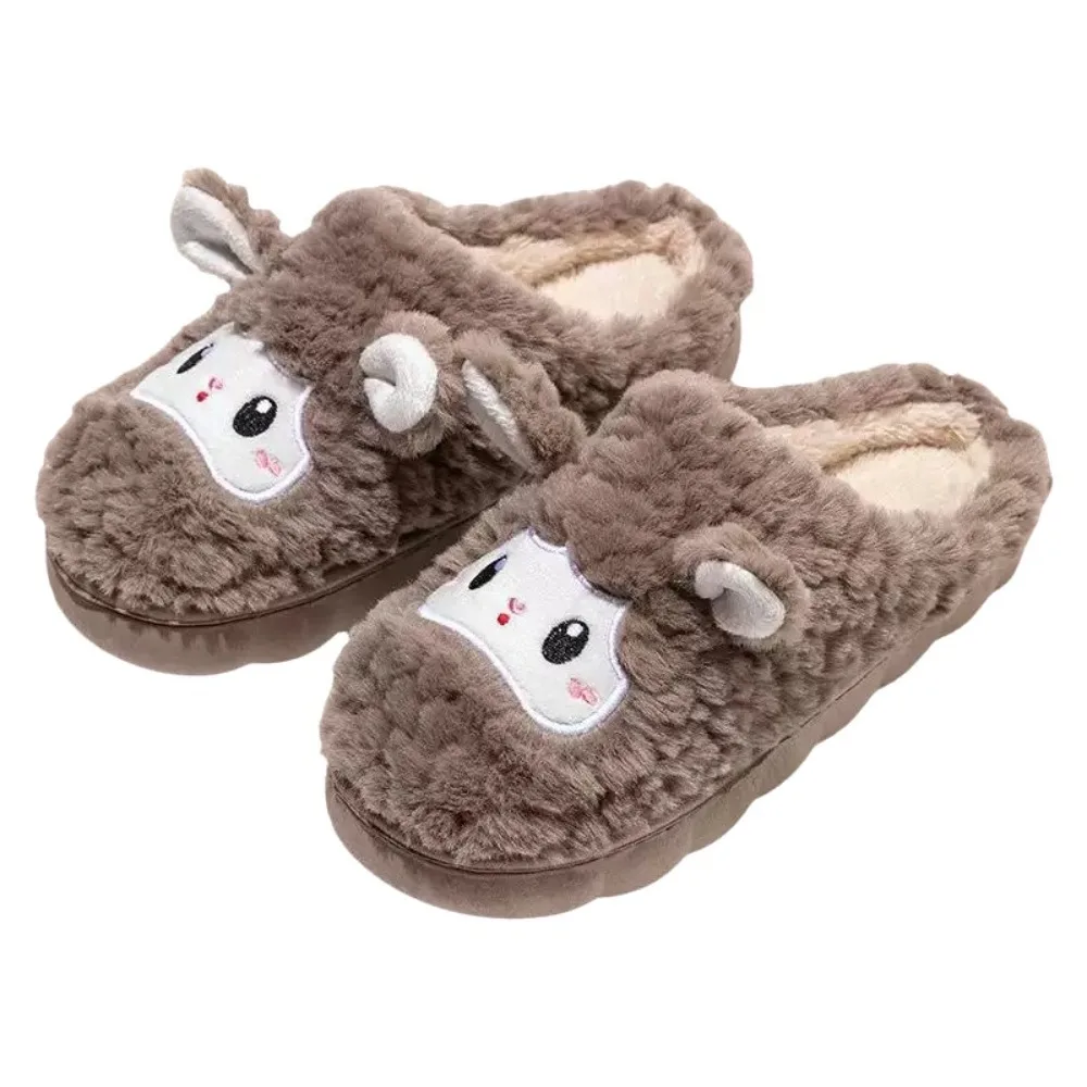 Cute Thicken Cartoon Lamb Slippers Warm Non Slip Cotton Slippers Indoor Wear Slippers Winter Season