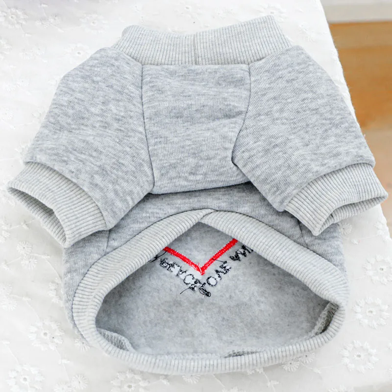 Warm Dog Clothes Winter Heart Pattern Gray Pet Hoodies Fleece Dog Pullover Coat Jacket For Small Dogs Yorkshire Puppy Sweatshirt