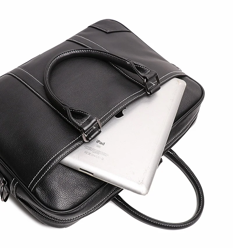 New Men's Genuine Leather Handheld Document Bag Head Layer Cowhide Man Single Shoulder Crossbody Bag Large Capacity Computer Bag