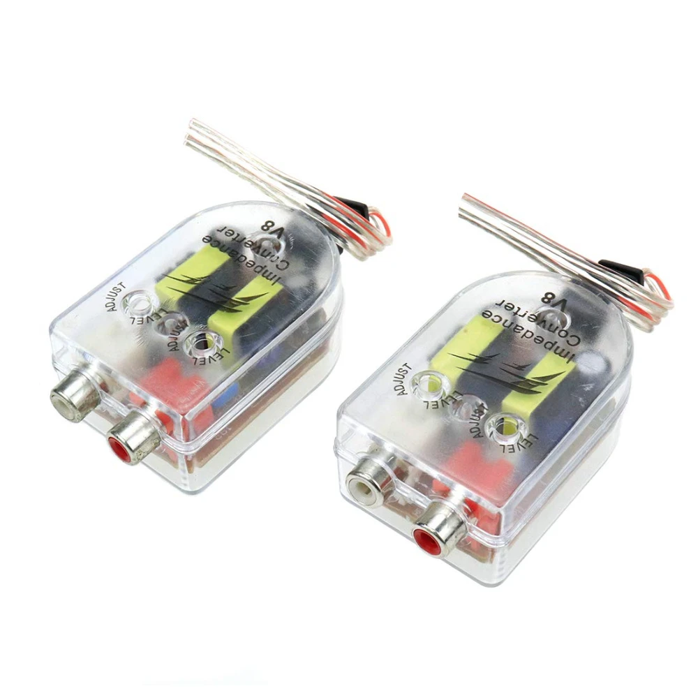 

2 Pcs High to Low Speaker Impedance Converter Audio Signal Adapter for Speaker Output to RCA Line Control Car Amplifier Wiring