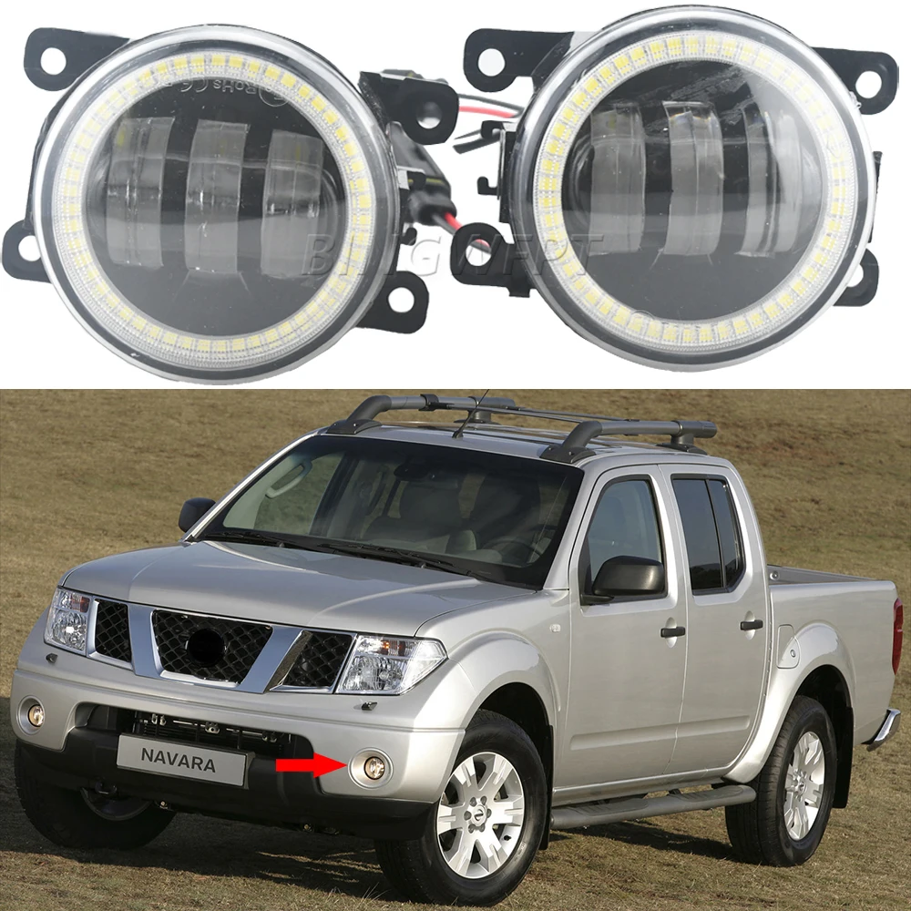 Car Styling for Nissan Navara NP300 D40 2004-2015 NEW 9-Pieces Led Fog Lights Lamp H11 Angel eyes Fog Light DRL 12V Accessories