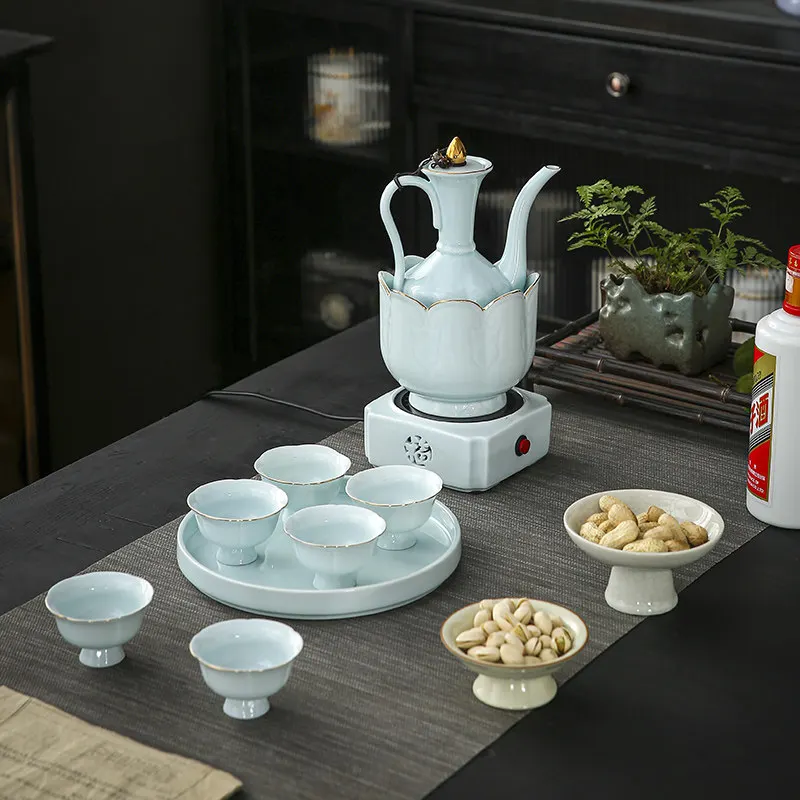 

Warmer Thermostat Wine Pot Traditional Hot Wine Pot Ceramic Set Yellow Wine