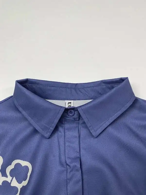 BabYoung ฤดูร้อนผู้หญิงเสื้อและเสื้อ 2025 ฤดูใบไม้ผลิสูง-ต่ําดอกไม้พิมพ์ Lapel Leisure อินเทรนด์ครึ่งแขนเสื้อผู้หญิง