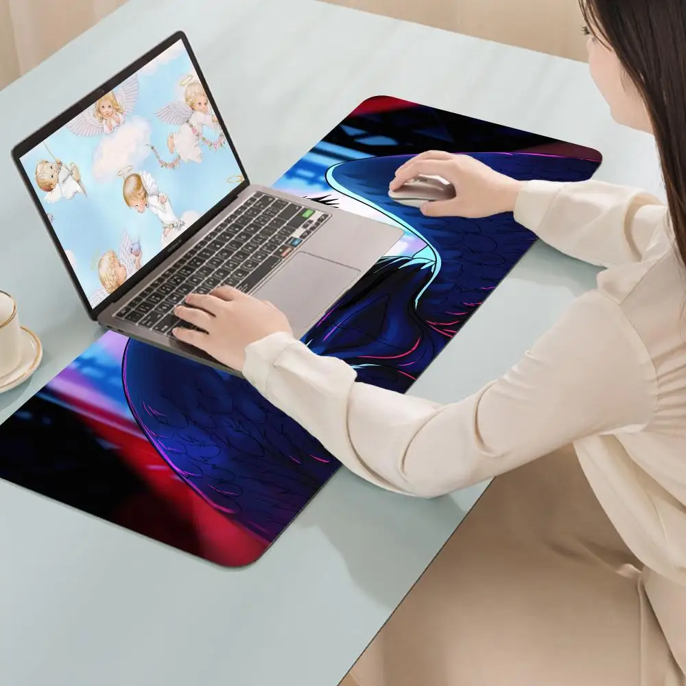 Angel Wing Knight Fashion Big Mouse Pad Large Anime Desk Luxury Desktop Cartoon Gaming Gamer Keyboard Office Computer Cushion