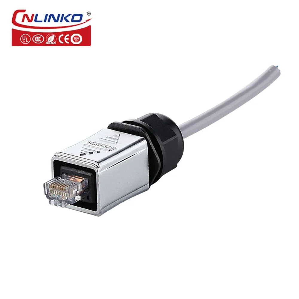 CNLINKO waterproof ip67 shielded rj45 plug short electrical connector