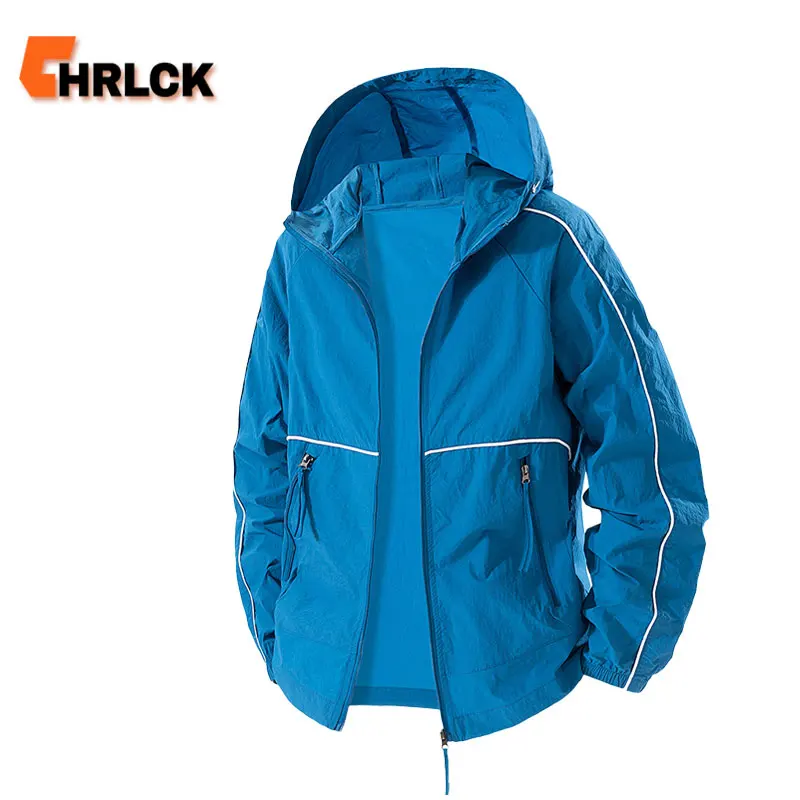 

CHRLCK Plus Size Men Ultra Thin Jacket Sun UV Quick Dry Protection Breathable Cool Hooded Jacket Outdoor Sun Protective Jackets