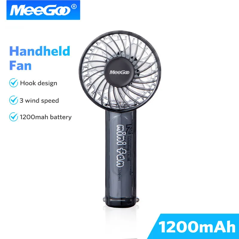 

MeeGoo F95 Handheld Fan Mini Portable USB Rechargeable 1200mAh 3Speeds Pocket Fan Lightweight Adjustable Cute Mini Fan Air Cooll