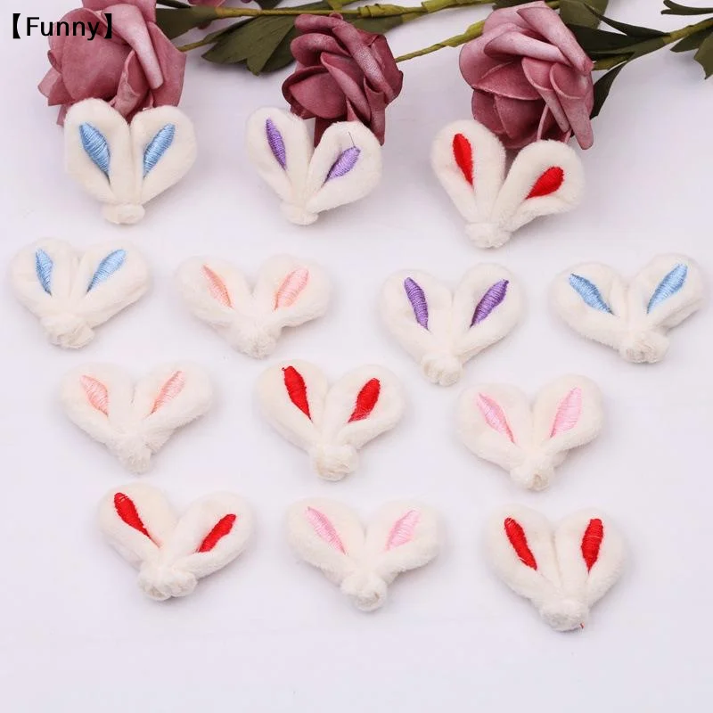 

10 шт./лот, плюшевые вышитые нашивки-аппликации в виде ушей ручной работы для одежды, швейных принадлежностей, украшения для волос своими руками