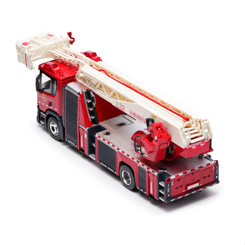 Massdi diecast escala 1:64 l32 escada motor de bombeiros liga modelo de carro coleção lembrança exibição estática ornamentos presente