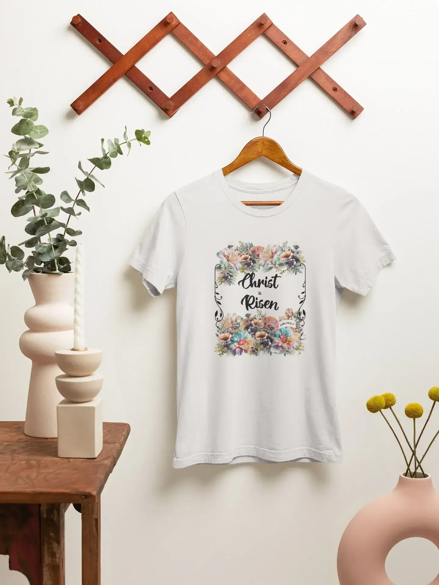 Christ is Risen T Shirt Faith Based Inspirational Easter Celebration Wear Religious Cross for Christians Resurrection Sunday