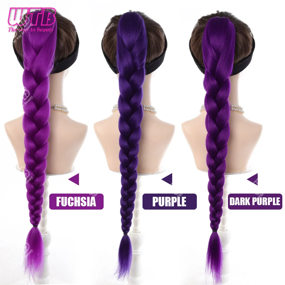 Long Ponytail Demon Hunters Synthetic Purple Ponytail Rumi Wig Braided Hairpiece Hip Hop clip in Hair Extension High Ponytail image 6
