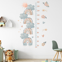 New arrival baby chart height wall decak sticker removable rainbow with cloud wall art sticker bedroom decoration