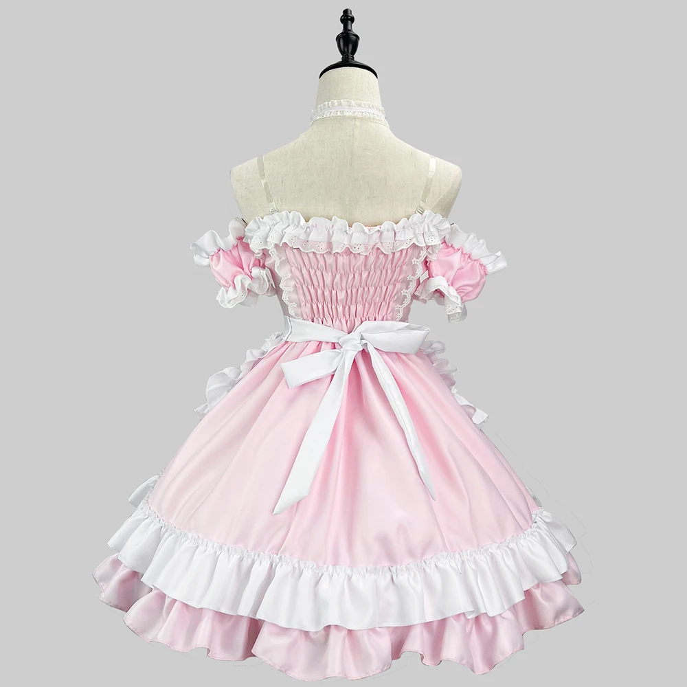 Sweet Pink Meid Meid Cosplay Kostuums Met Loslatende Mouwen Plus Size 5xl Japanse Anime Lolita Halloween Party Meid Outfit