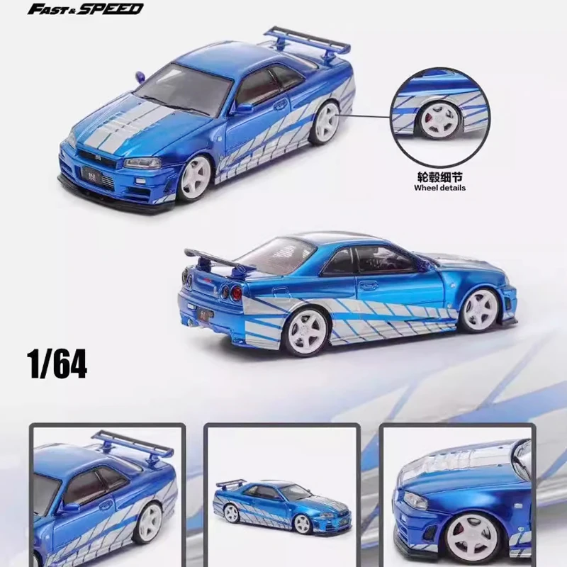 

Fast Speed 1:64 Scale GTR R34 Nismo Alloy Simulation Car Model Static Display Collection Souvenir Ornaments Gift