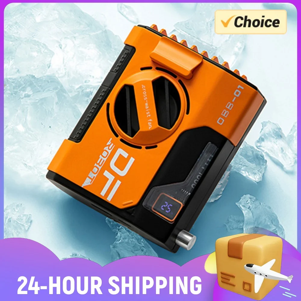 5000mAh Portable Waist Fan Rechargeable Wearable Belt Fan LED Digital Display Strong Wind Cooling Fan for Outdoor Camping Travel