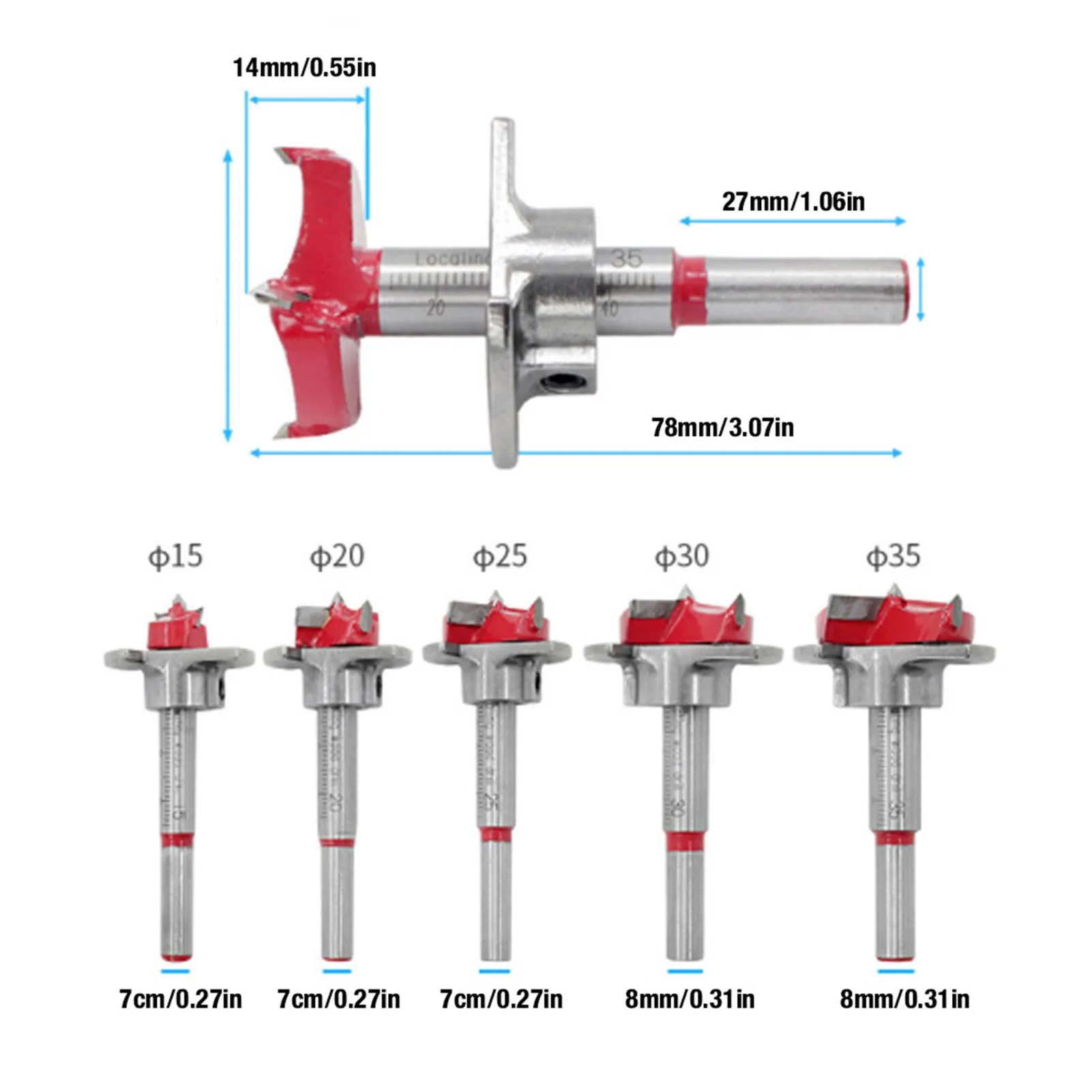 Zestaw wierteł Forstner Otwornica do drewna Frez do drewna 15/20/25/30/35mm Forstner Bit Otwornica Wiertło Forstnera Wiertło