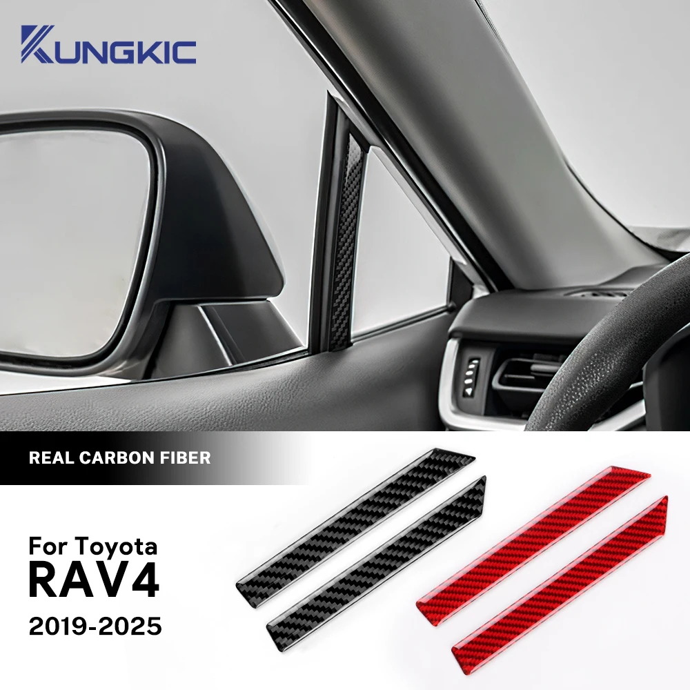 

For Toyota RAV4 XA50 2019 2020 2021 2022 2023 2024 2025 LHD RHD Car A-pillar Decorative Strip Real Soft Carbon Fiber Sticker