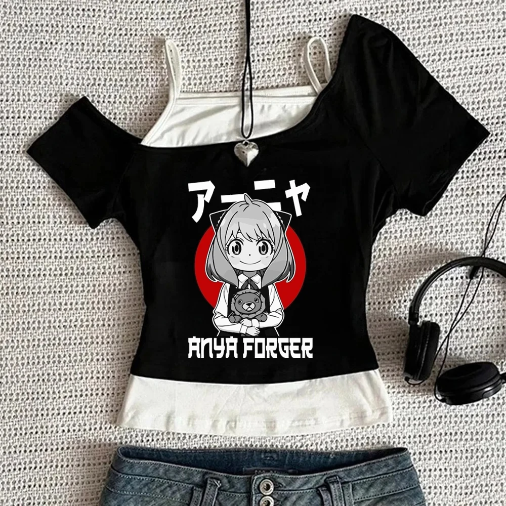 Image of Spy x Family Crop Top Damen Sommer Streetwear Gothic Emo Ausverkauf T-Shirt Grunge Streetwear Jojifuku Japan süß