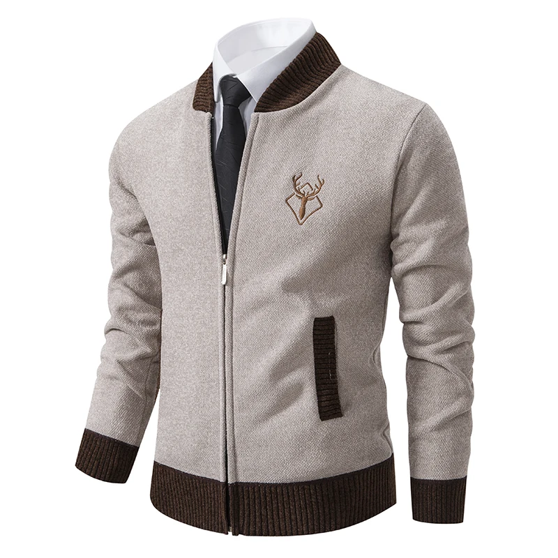 Male Plush Jacket Autumn Patchwork Sweater Coat Cold Blouse Korean Golf Windbreaker Y2K Men\'s Clothing Fleece Hombre Overcoat
