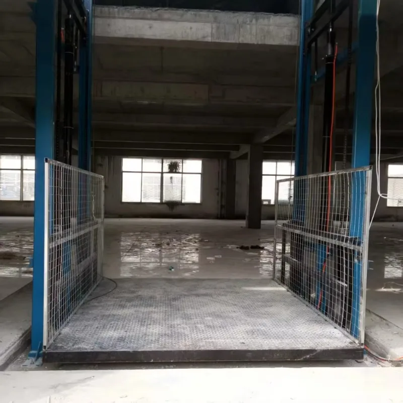 Double Guide Rail Lift Platform Warehouse Workshop Fixed Heavy Duty Electric Hydraulic Cargo Lift Elevator Crane Hoist