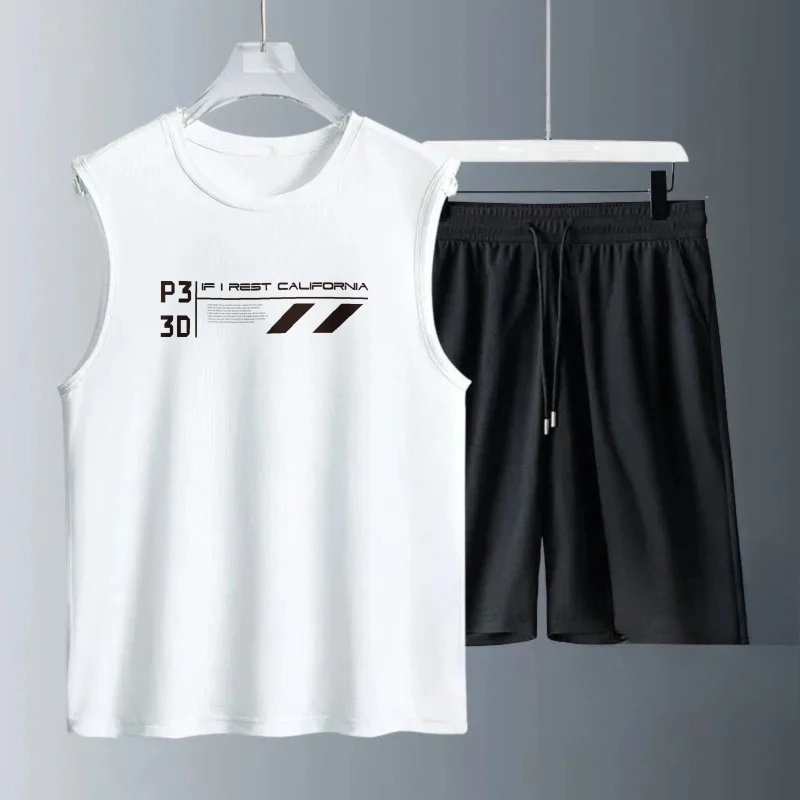 

Men's Tank Top Sets 2026 Summer Quick drying beach Breathable seaside sports 2 piece set running Men's sweatshirt set oversize