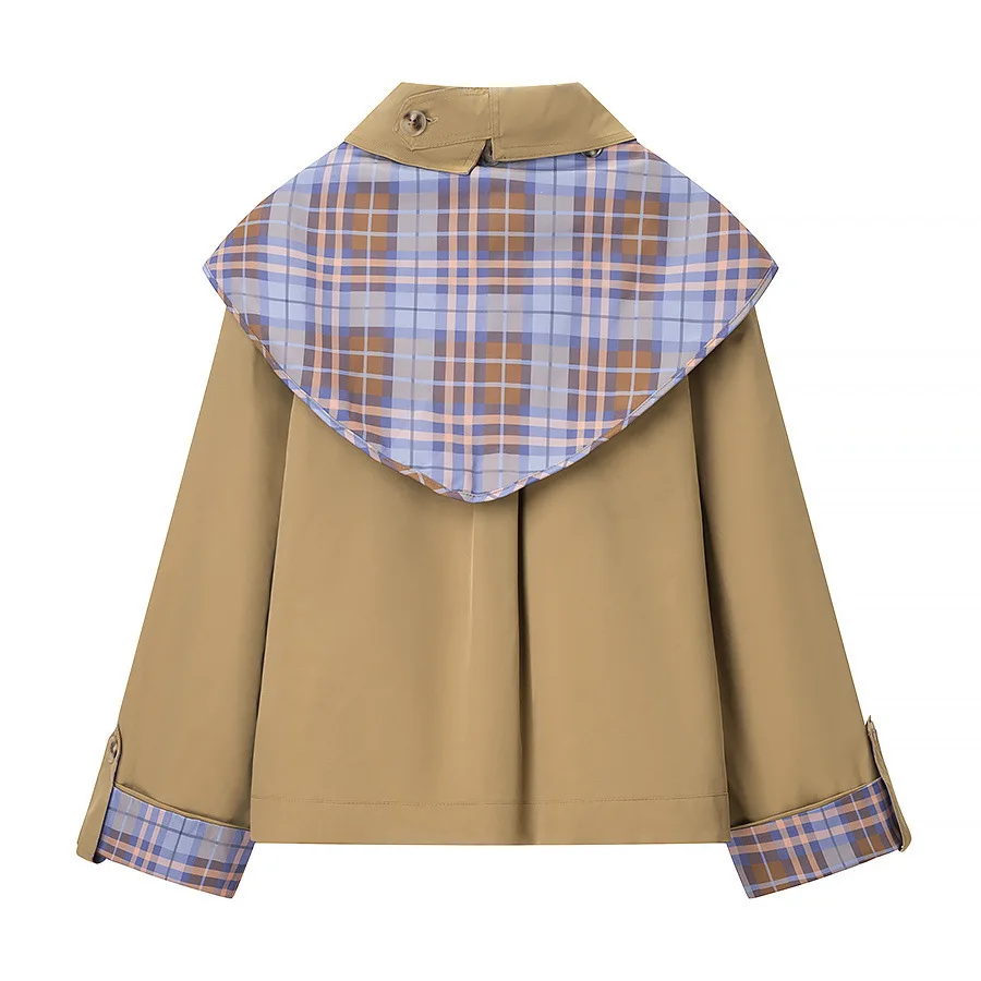 Autumn/Winter Women's Retro Plaid Double-sided Reversible Lapel Scarf Jacket Fashionable Multifunctional Embroidered Coat