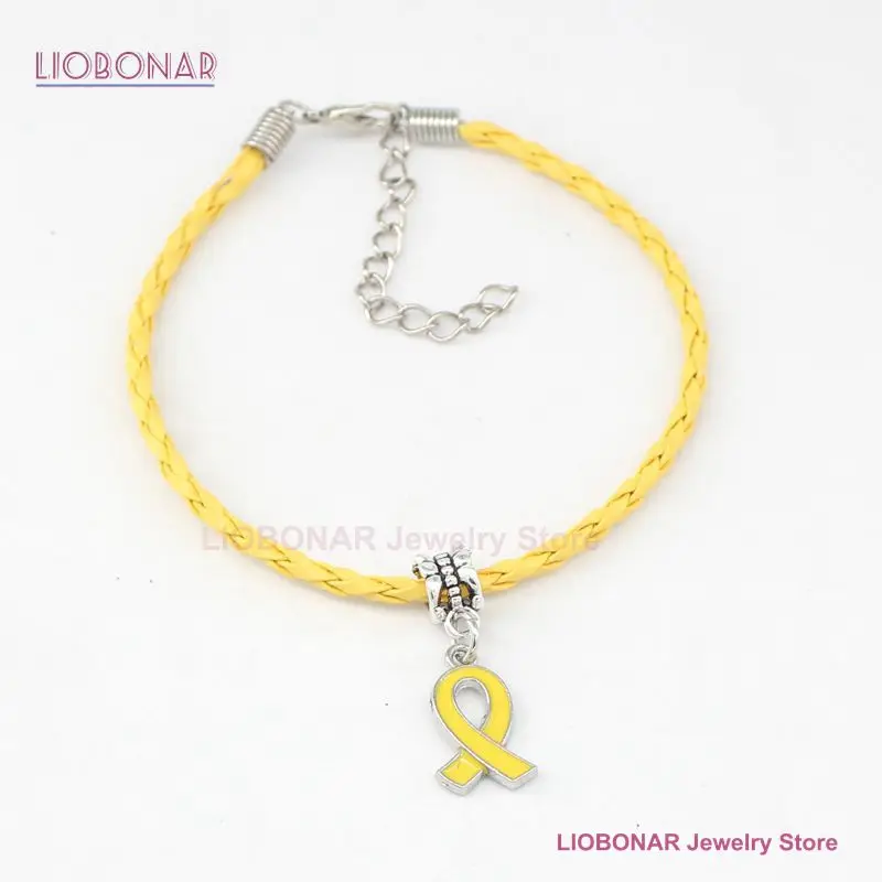 New Arrival  Breast Cancer Bracelet Yellow Pink Ribbon Charm Bracelets Awareness Jewelry for Cancer Center Foundation Gifts