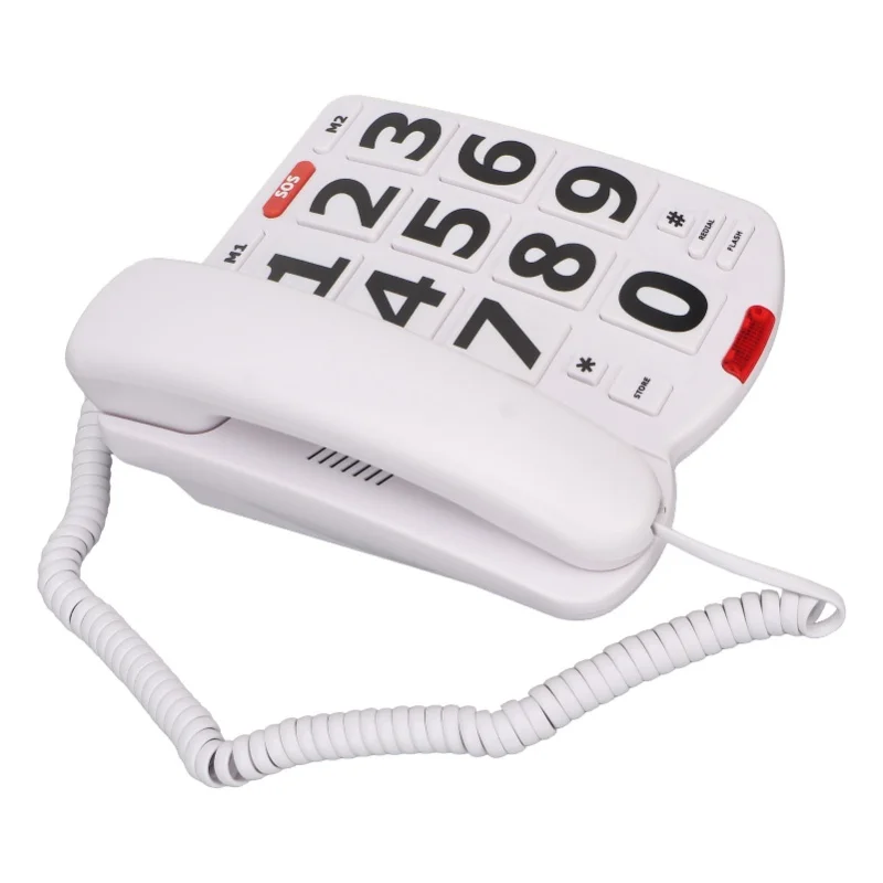 

Телефон с большой кнопкой, простые классические домашние стационарные телефоны с регулируемой громкостью для пожилых людей, белые