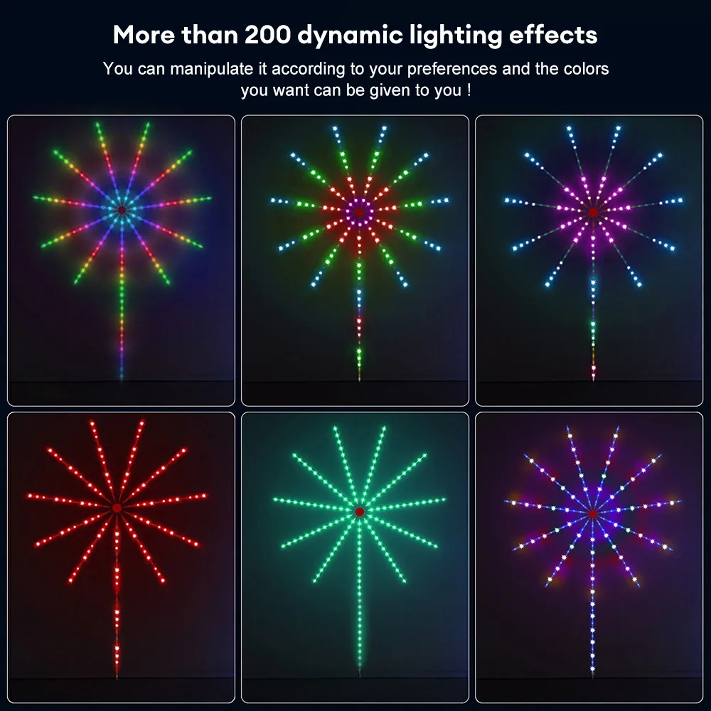 Imagem -04 - Rgb Led Firework Light com Controle Remoto Lâmpada Festoon Bluetooth Controle de Música Faça Você Mesmo Wall Backlight Decoração de Festa e Bar Fairy Christmas Light 2023