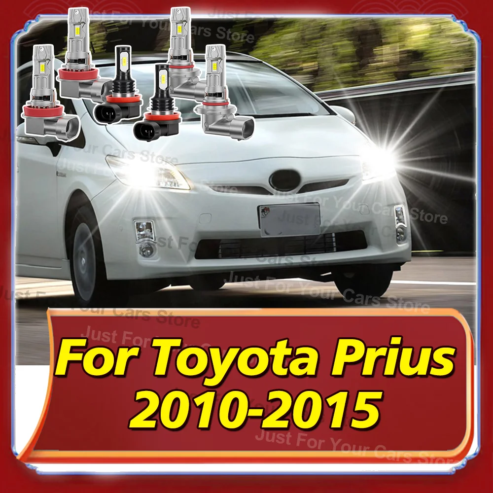 2/6x Car Bulbs For Toyota Prius 2010 2011 2012 2013 2014 2015 High Low Beam 30000LM Headlights 6000K Auto Fog Lamp Wireless