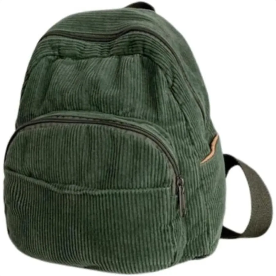 

Aesthetic Backpack Mini Classic Corduroy College Backpack for Women Cute Retro Grunge Casual Daypack One SizeGreen