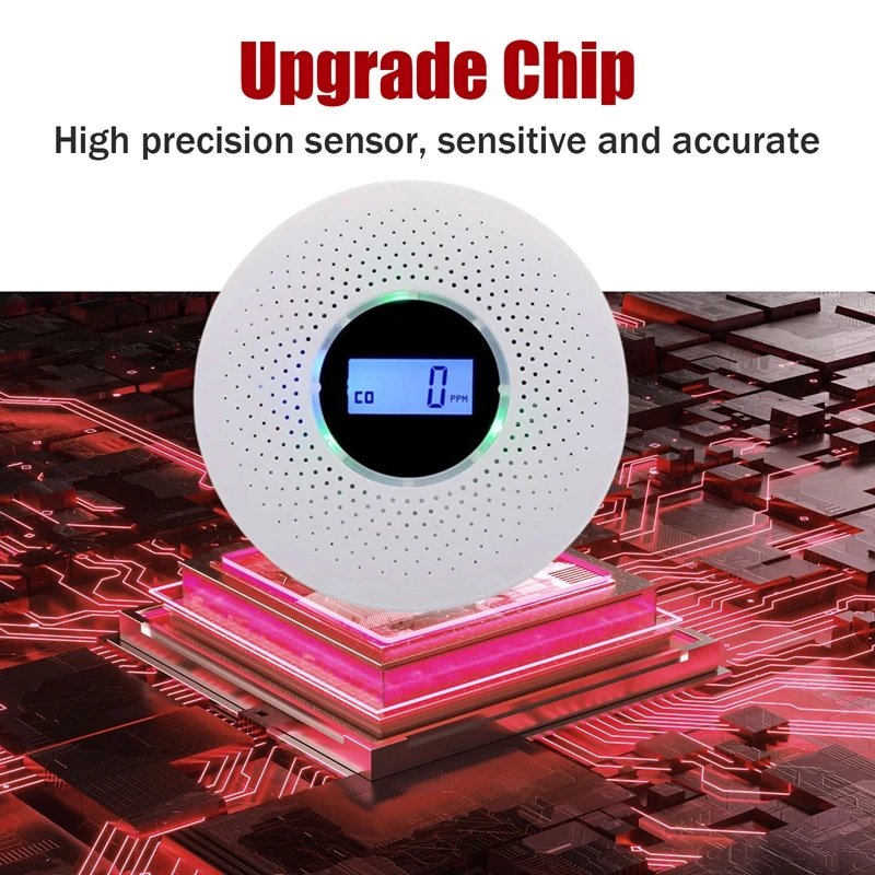 2 in 1 LCD Display Carbon Monoxide & Smoke Combo Detector Battery Operated CO Alarm with LED Light Flashing Sound Warning - view 6