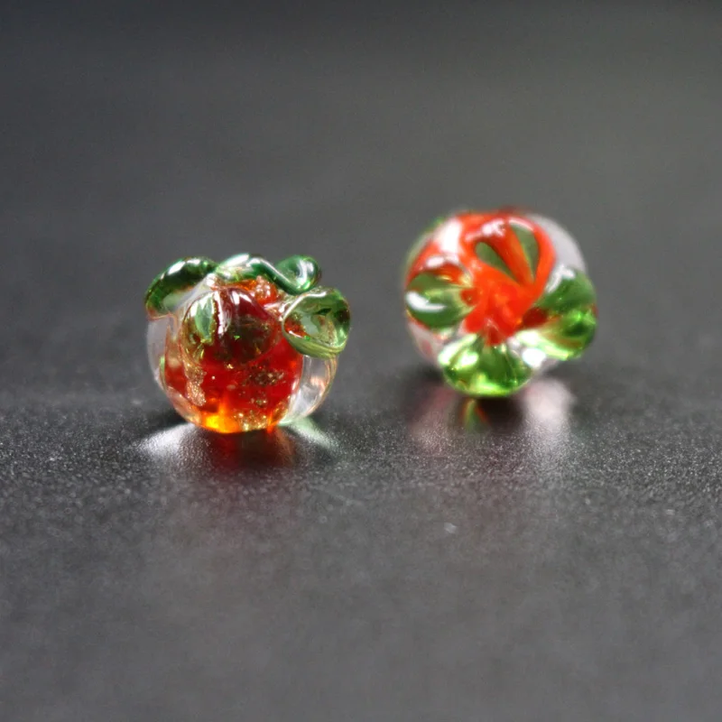 10 sztuk 12mm * 10mm Lampwork paciorki szklane Luminous koraliki piękne koraliki dyni czerwony pomarańczowy kolor dla DIY tworzenia biżuterii