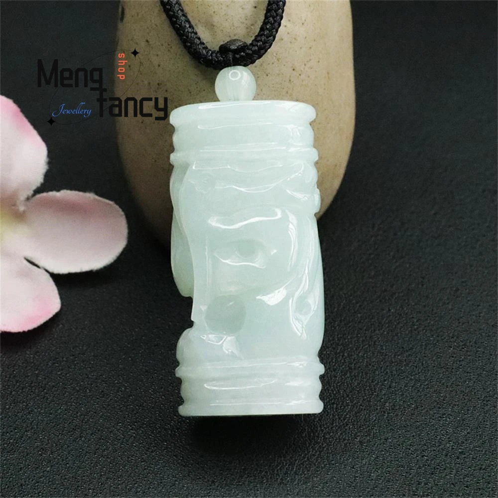 

Natural Myanmar Jadeite Dragon Pillar Jade Pendant Exquisite Elegant Simple High-grade Handicraft Luxury Quality Fashion Jewelry