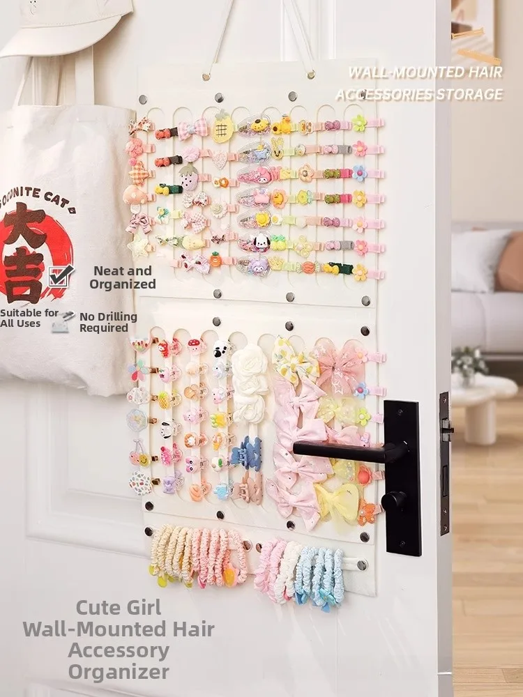 منظم إكسسوارات شعر الأطفال مثبت على الحائط، صندوق مجوهرات زخرفي لربطات الشعر ودبابيس الشعر وحبال الرأس للفتيات #1