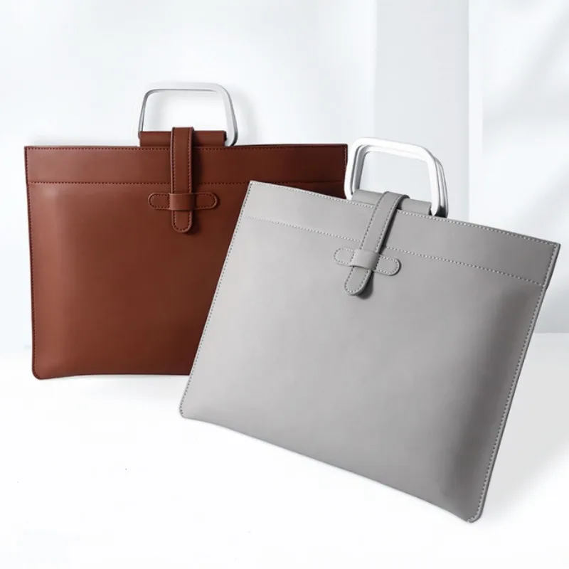

New Multifunctional A4 Conference File Folder Business Stationery Information Leather Bag Contract Zipper Document Storage Clip