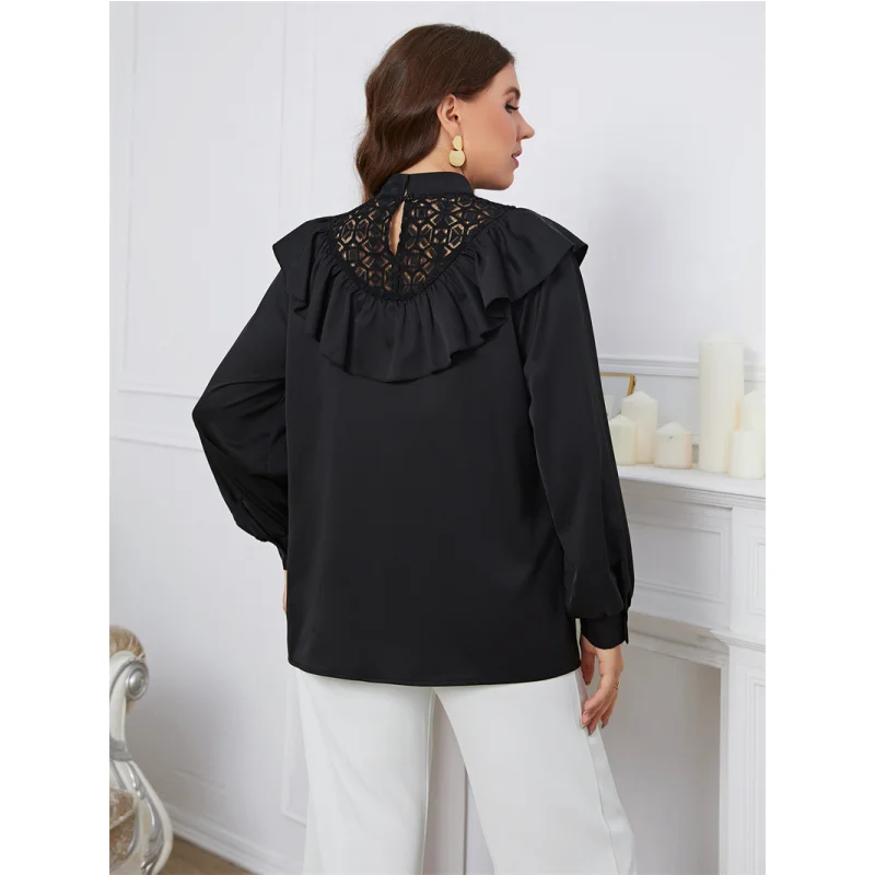 Faionable XL5XL المرأة بلوزة حجم كبير السيدات تي شيرت بلايز الشارع Sle اللون طويل Sve فضفاض صالح لباس غير رسمي