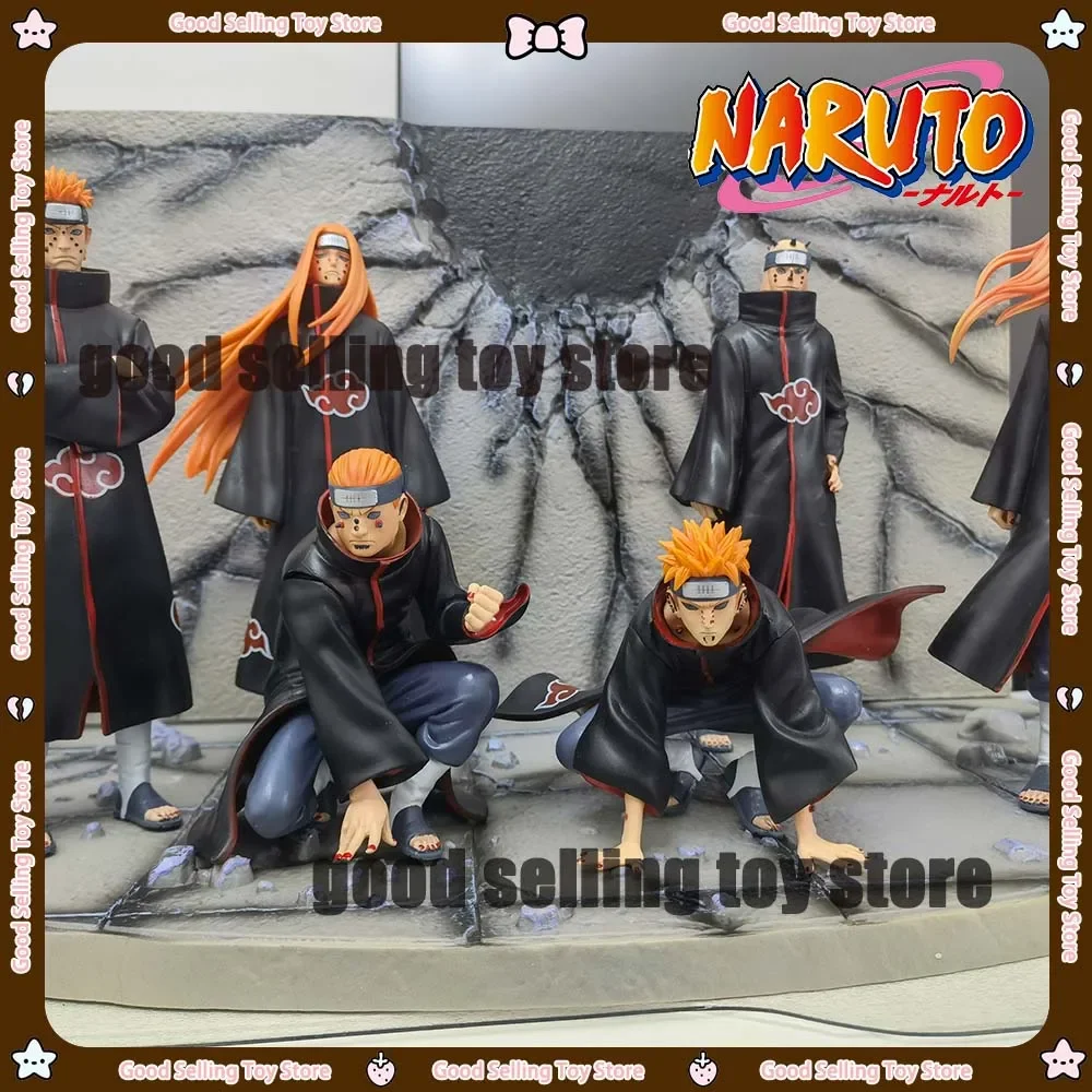 New 6pcs Anime Naruto Akatsuki Figures Model Toys 37cm Konan Hidan Ninja Action Figurine Statue PVC Collect Tabletop Decor Gifts