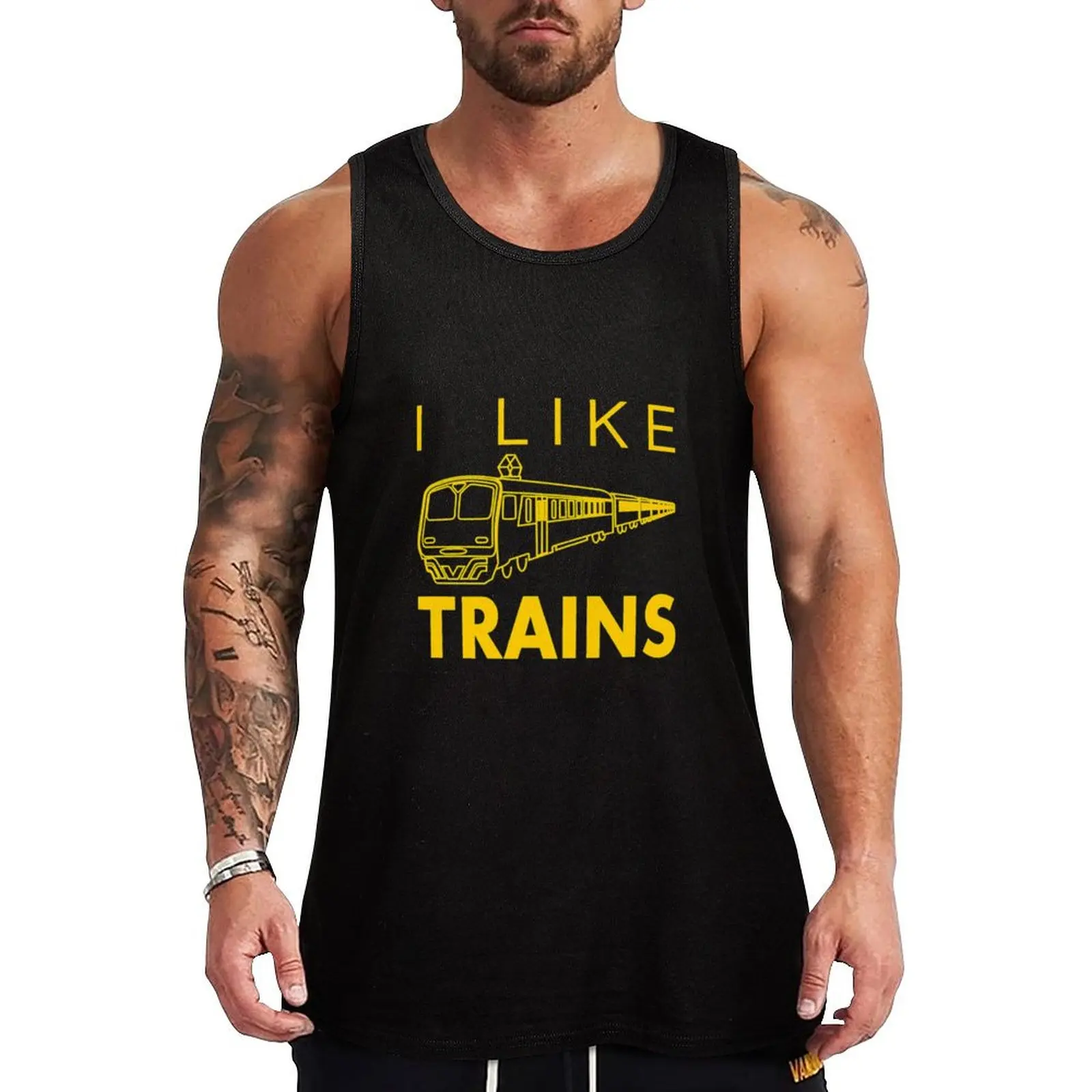 I like trains Tank Top plain t-shirt gym accessories man Top fitness