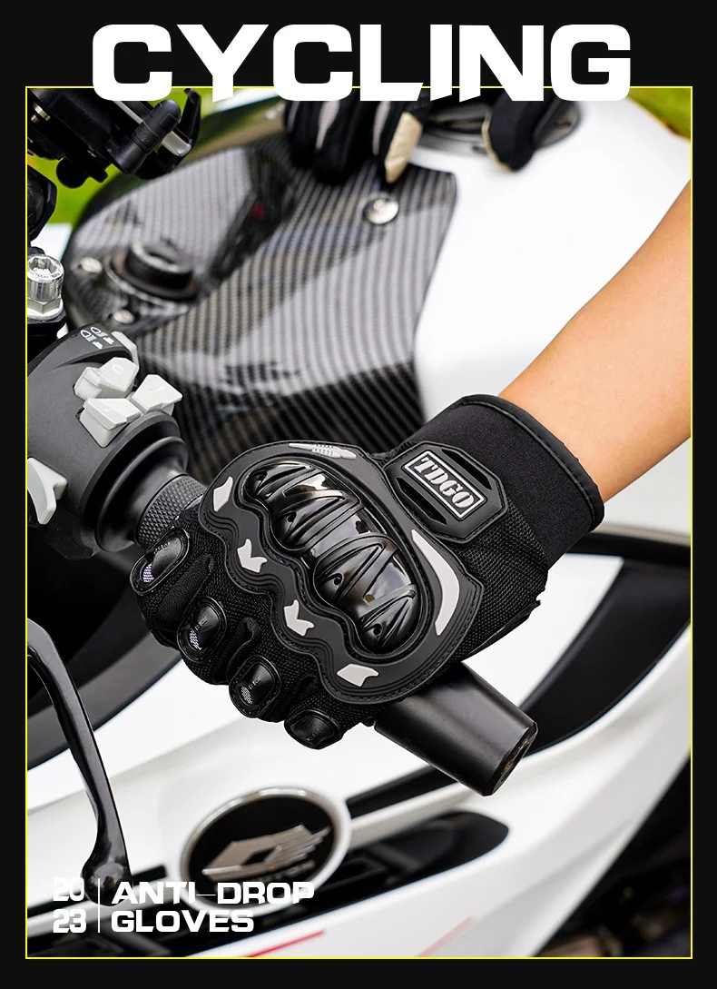 Sommer Motorrad Atmungsaktive Vollfinger Handschuhe Leder Schutzausrüstung Dirt Bike Sport Racing Reithandschuhe – Detail 19