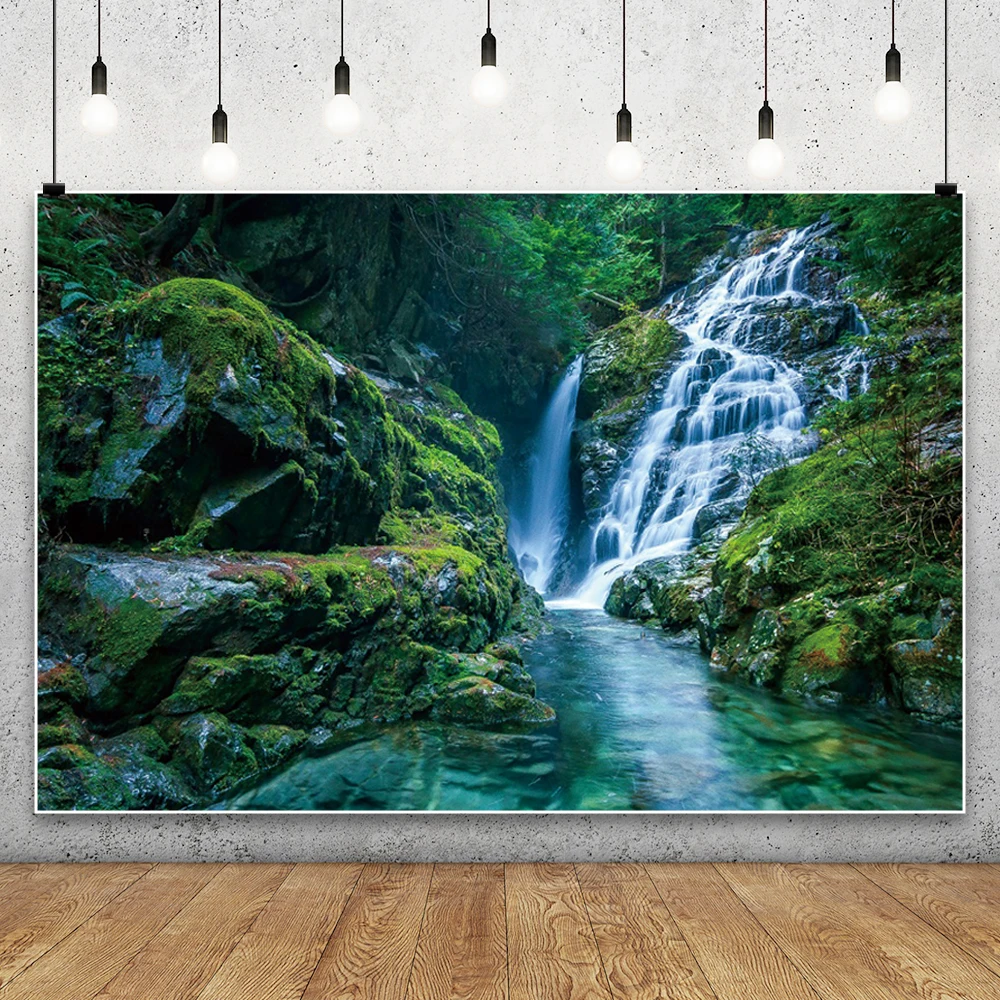 Spring Landscape Forest Waterfall Backdrop for Photography Nature View River Room Decor Background Portrait Photohraphic Props