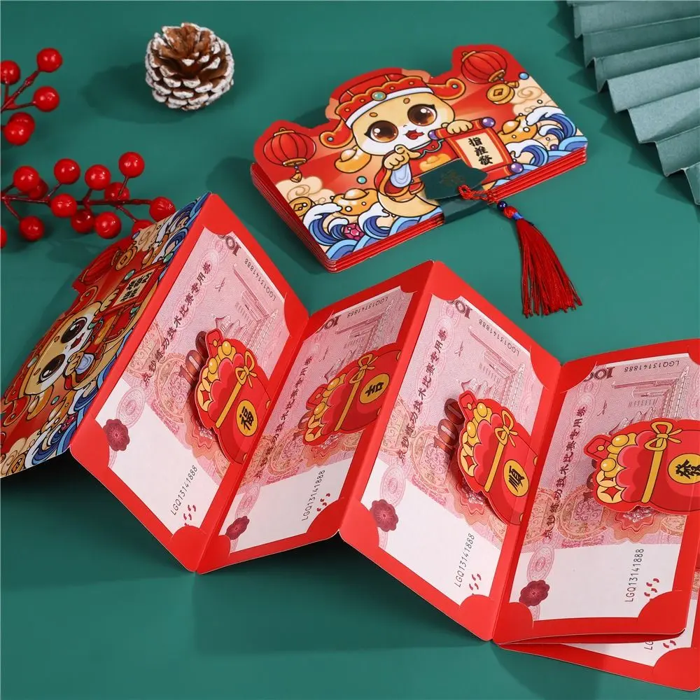 

Chinese Style Snake Year Folding Red Envelope Blessing Paper Lucky Money Pockets Hongbao Traditional 2025 New Year Red Envelope
