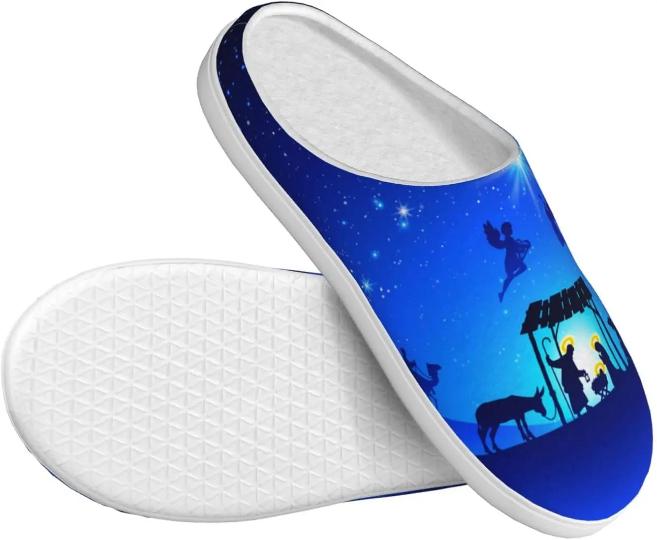 عيد الميلاد مشهد المهد المسيحي الكبار النعال القطنية المنزل أحذية الملاعب المغطاة #3