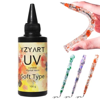 UV Reçine Yumuşak Tip 100g Elastik ve Bükülebilir Kristal Berraklığında Ultraviyole Epoksi Reçine UV Reçine Kiti El Sanatları Takı Yapımı için Dekorasyon