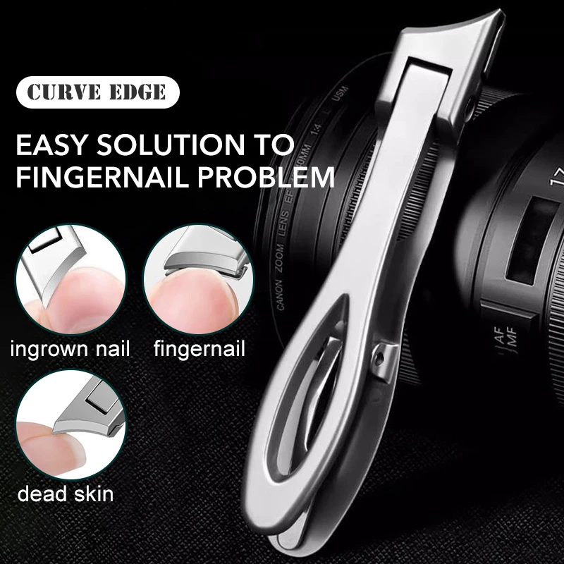 Cortauñas de borde inclinado con receptor, cortador de uñas encarnadas de acero inoxidable, herramientas de manicura, 1 Uds.