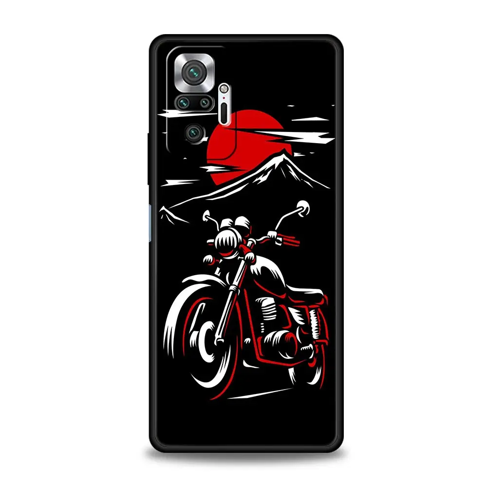 Moto Bike Motorcycle Phone Case For Xiaomi Redmi Note 12 11 10 9 9T 8 7 9s Pro Plus K50 K40 Gaming 10C 9C 9A Cover Black Shell