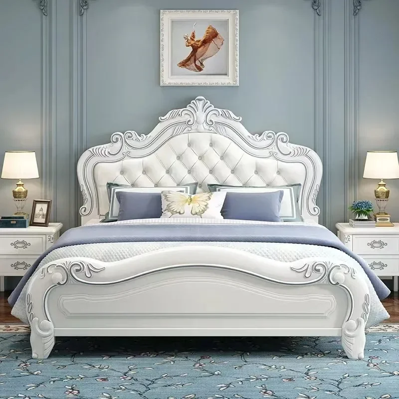 Y Princess Wood Frame Bed Modern Platform  Wooden Full Set Bed Double Headboards Luxury